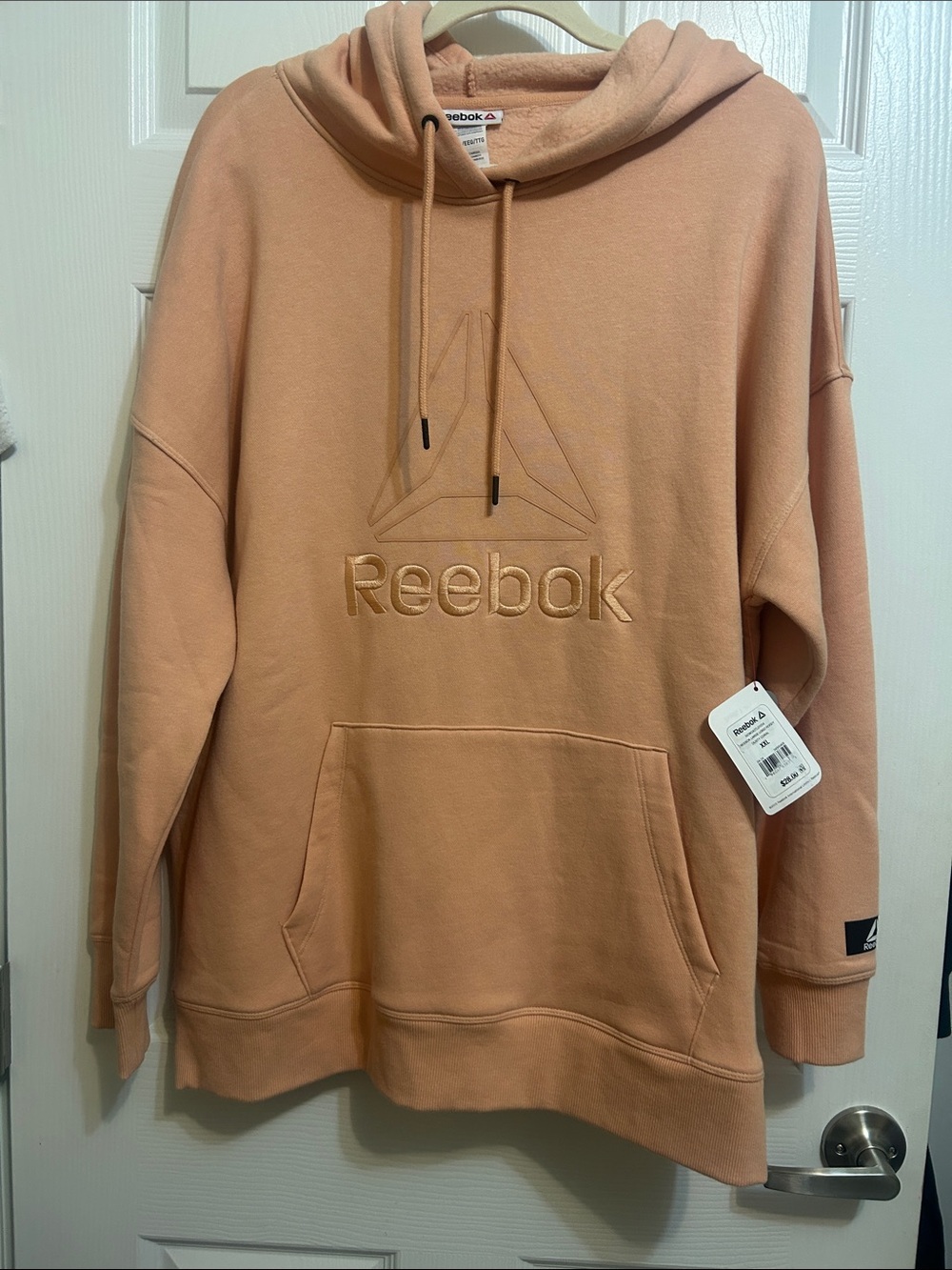 NWT Reebok Men's Peach Pullover Hoodie with Embossed Logo XXL